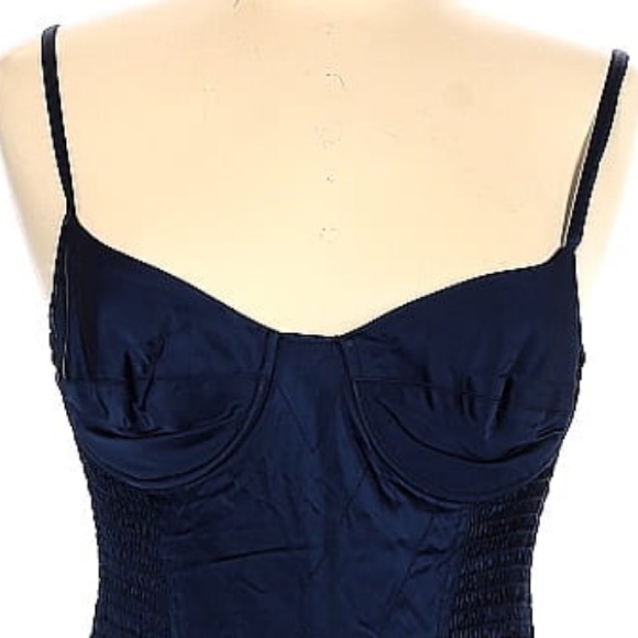 Last call - donating Feretti Jeans Gorgeous navy blue thick satin cocktail - Picture 3 of 8